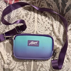 Alani Teal-to-Purple Ombre Crossbody Bag with Purple Strap